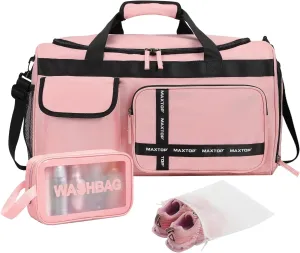 MAXTOP Gym Bag for Women Men Travel Duffle Bag Large Capacity Carry On Weekender Overnight Bag With Shoe Compartment Gym Tote Dry Wet Separation Duffel Bag for Travel