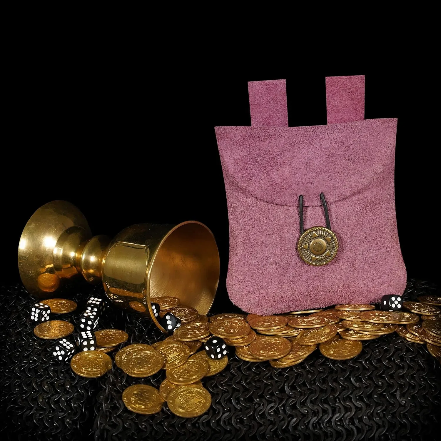 Medieval Leather Pouch, Viking Belt Bag, Renaissance Purse, Suede Leather Belt Bag LARP Waist Bag Cosplay Coin Purse Antique Vintage Style Coin Jewelry Pouch - Purple, 5.5  5.1