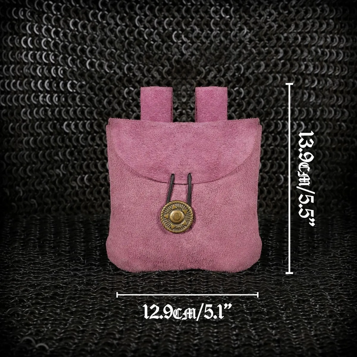Medieval Leather Pouch, Viking Belt Bag, Renaissance Purse, Suede Leather Belt Bag LARP Waist Bag Cosplay Coin Purse Antique Vintage Style Coin Jewelry Pouch - Purple, 5.5  5.1