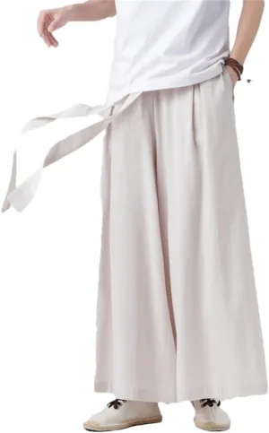 Men Harem Pants Linen Cotton Casual Jogging Pants Male Vintage Design Wide-Leg Trousers Spring Summer Streetwear