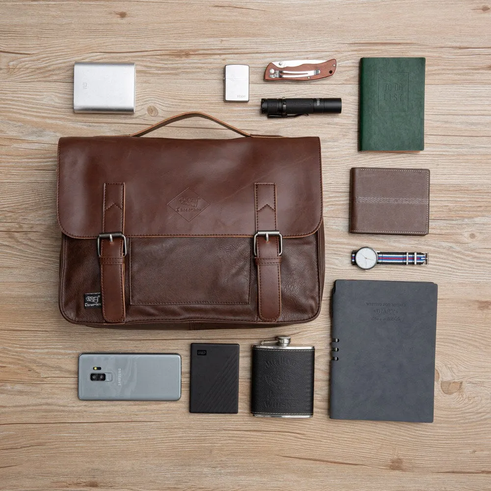 Men PU Leather Multifunction Multi-pocket Teacher Bag Briefcase Crossbody Shoulder