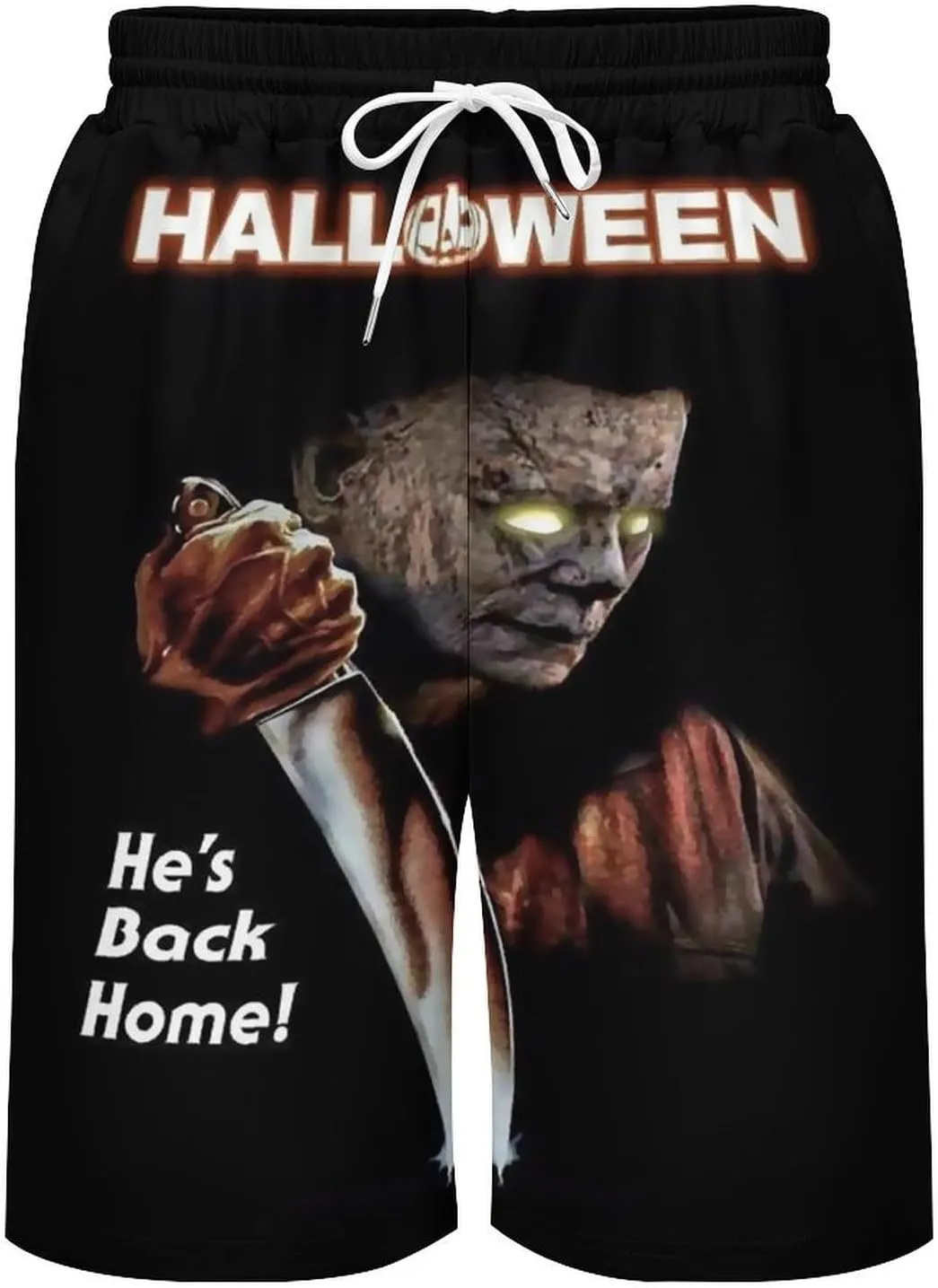 Men's Beach Pants Halloween Michael Myers Summer Board Shorts with Pockets Beach Shorts Bathing Suits for Men