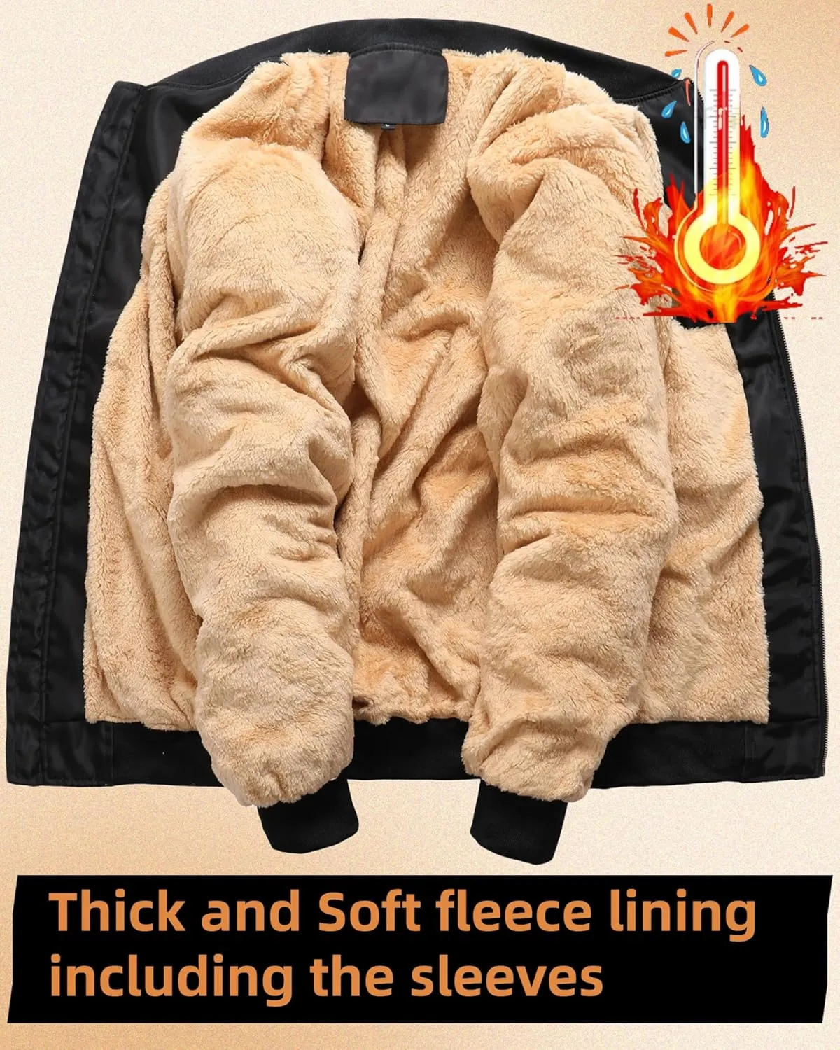 Men's Bomber Fleece Jackets Lightweight Windbreaker Full Zip Varsity Jacket Casual Coat Outwear Sportswear