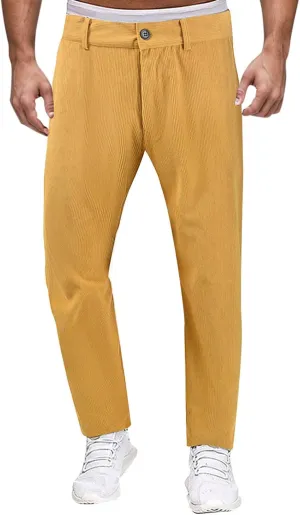 Mens Casual Pants High Waist Zip Off Straight Leg Pants Slim Fit Stretch Lightweight Chino Golf Pants Pencil Trousers