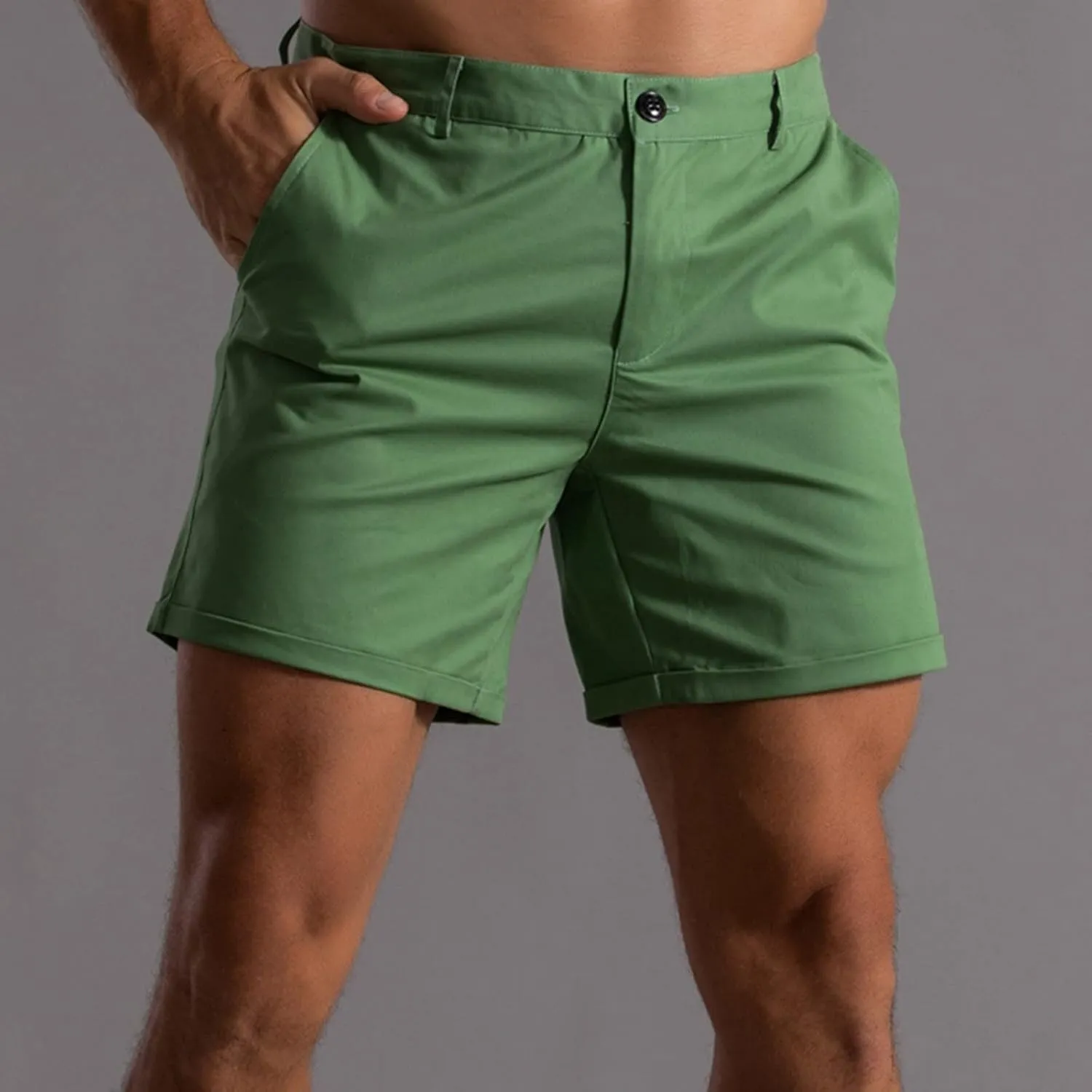 Men's Fashion Cargo Shorts Below Knee Length 3/4 Capri Pants Drawstring Pockets Elastic Waist Gym Shorts