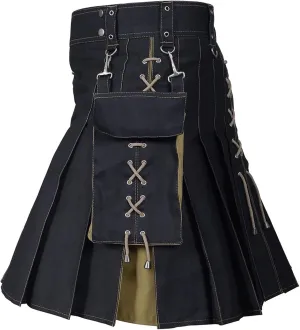 Mens Kilt Scottish Kilts for Men Pleated Scottish Tartan Utility Traditional Plaid Skirt