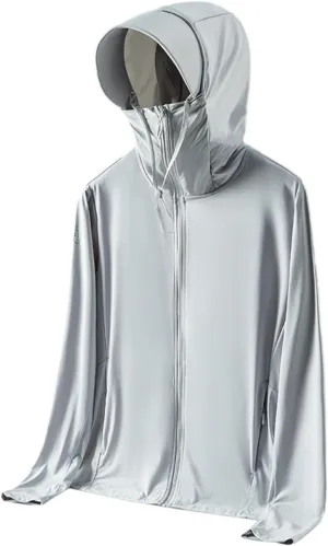 Men's Long Sleeve Lightweight Sun Hoodie UPF 100  Protection Shirt Quick Dry Athletic Loose Fit With Thumbholes (Color : Light gray, Size : 6X-Large)