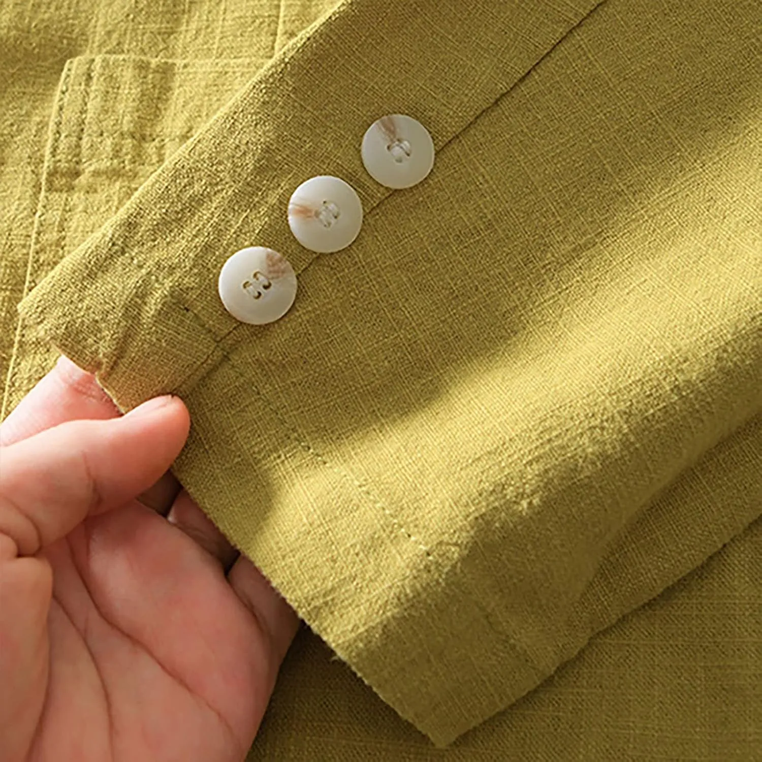 Mens Loose Fit Linen Cotton Casual Blazers Lightweight Button Down Sport Coats Lapel Collar Summer Suit Blazer Jacket