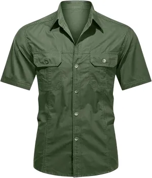 Men's Quick-Dry Cargo Shirt, Lapel Breathable Outdoor Hiking