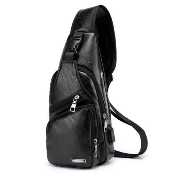 Men's Retro Chest Bag - PU Leather Single Shoulder Bag
