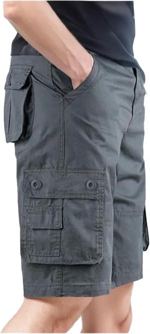 Men's Solid Color Multi Pockets Shorts Fashion Summer Leisure Pants Overalls Hiking Cargo Shorts Athletic Joggers