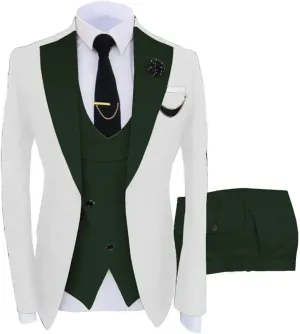 Men's Tuxedo Suits Slim Fit Casual Suit Blazer Dinner Solid One Button Wedding Prom Jackets Vest Trousers Pants Set