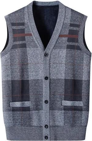 Men'S Winter Knitted Warm Vest Undershirt Men'S Inner Warm Slim Knit Sweater Vest Jacket Winter Coats for Men Long
