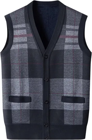 Men'S Winter Knitted Warm Vest Undershirt Men'S Inner Warm Slim Knit Sweater Vest Jacket Winter Coats for Men Long