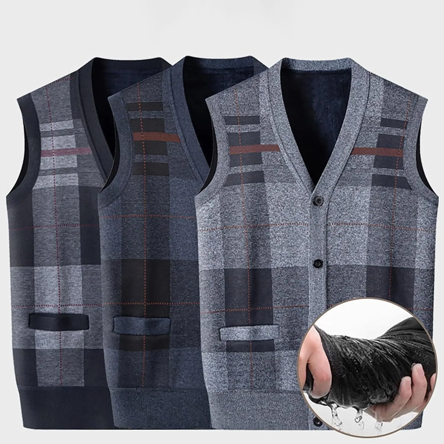 Men'S Winter Knitted Warm Vest Undershirt Men'S Inner Warm Slim Knit Sweater Vest Jacket Winter Coats for Men Long