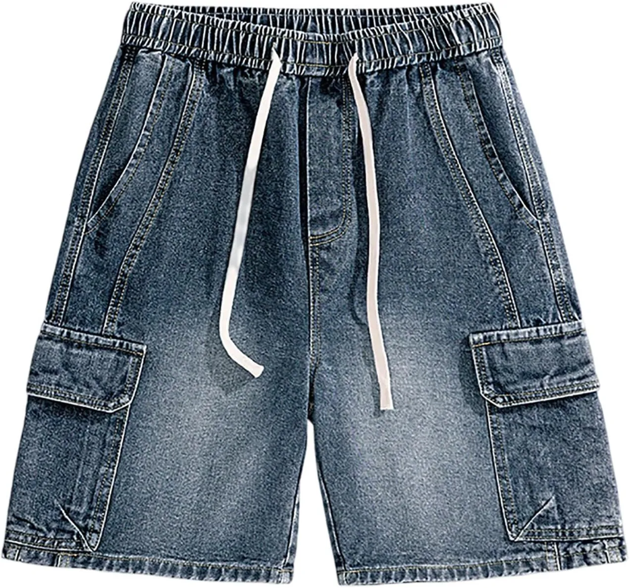 Mens Y2K Grunge Baggy Jean Shorts Casual Hip Hop Aesthetic Pants Loose Fit Denim Shorts Streetwear Clothes