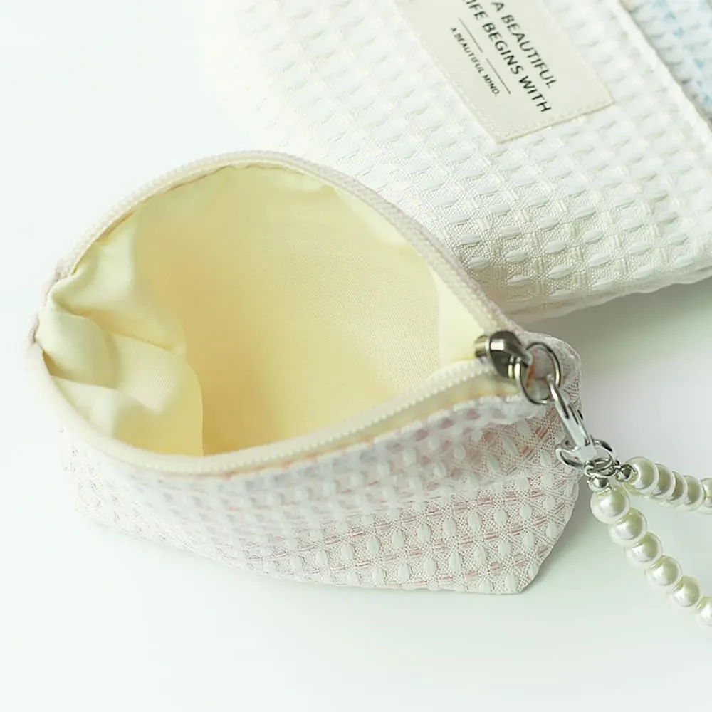 MINI Makeup Bag,Cosmetic bag Lipstick bag Travel Portable Zipper Make up Pouch coin purse for Women (light pink)