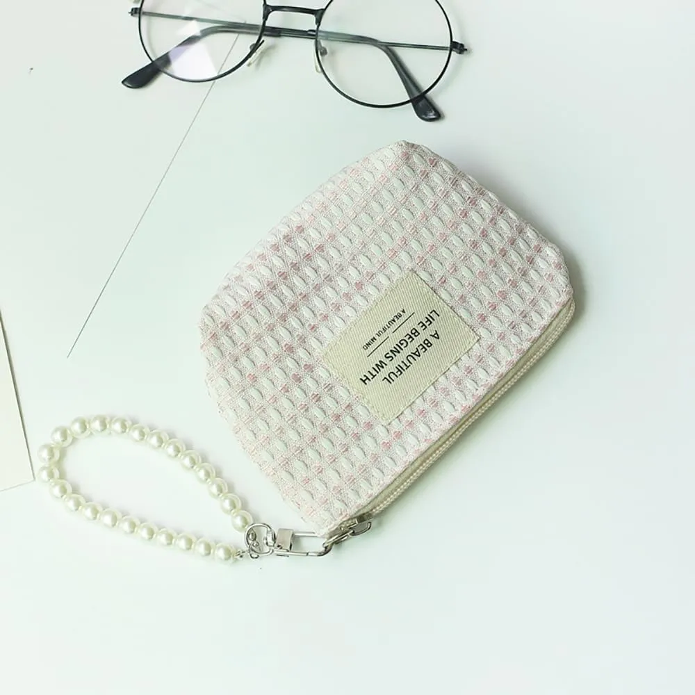 MINI Makeup Bag,Cosmetic bag Lipstick bag Travel Portable Zipper Make up Pouch coin purse for Women (light pink)