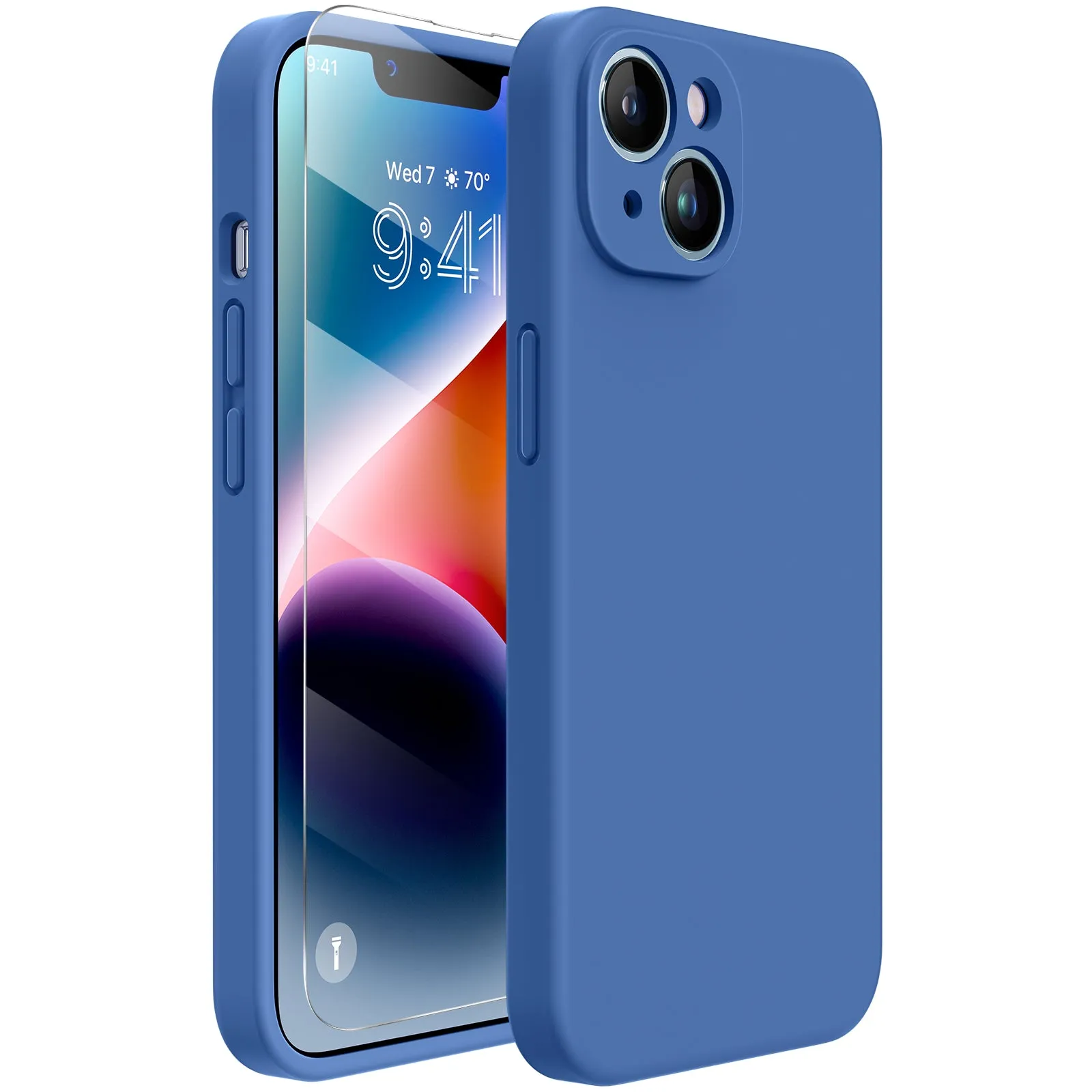 Miracase Designed for iPhone 14 Plus Case with Screen Protector,[Upgraded Enhanced Camera Protection],Shockproof Liquid Silicone Case with Microfiber Lining,6.7 inch