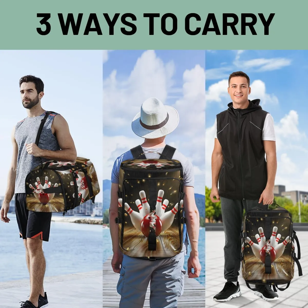 Modern Bowling Ball Travel Backpack Carry On Flight Approved for Men Women, Lightweight Large Luggage Weekender Casual Daypack Backpacks for Traveling Airplane