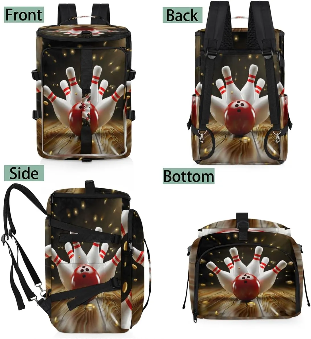 Modern Bowling Ball Travel Backpack Carry On Flight Approved for Men Women, Lightweight Large Luggage Weekender Casual Daypack Backpacks for Traveling Airplane