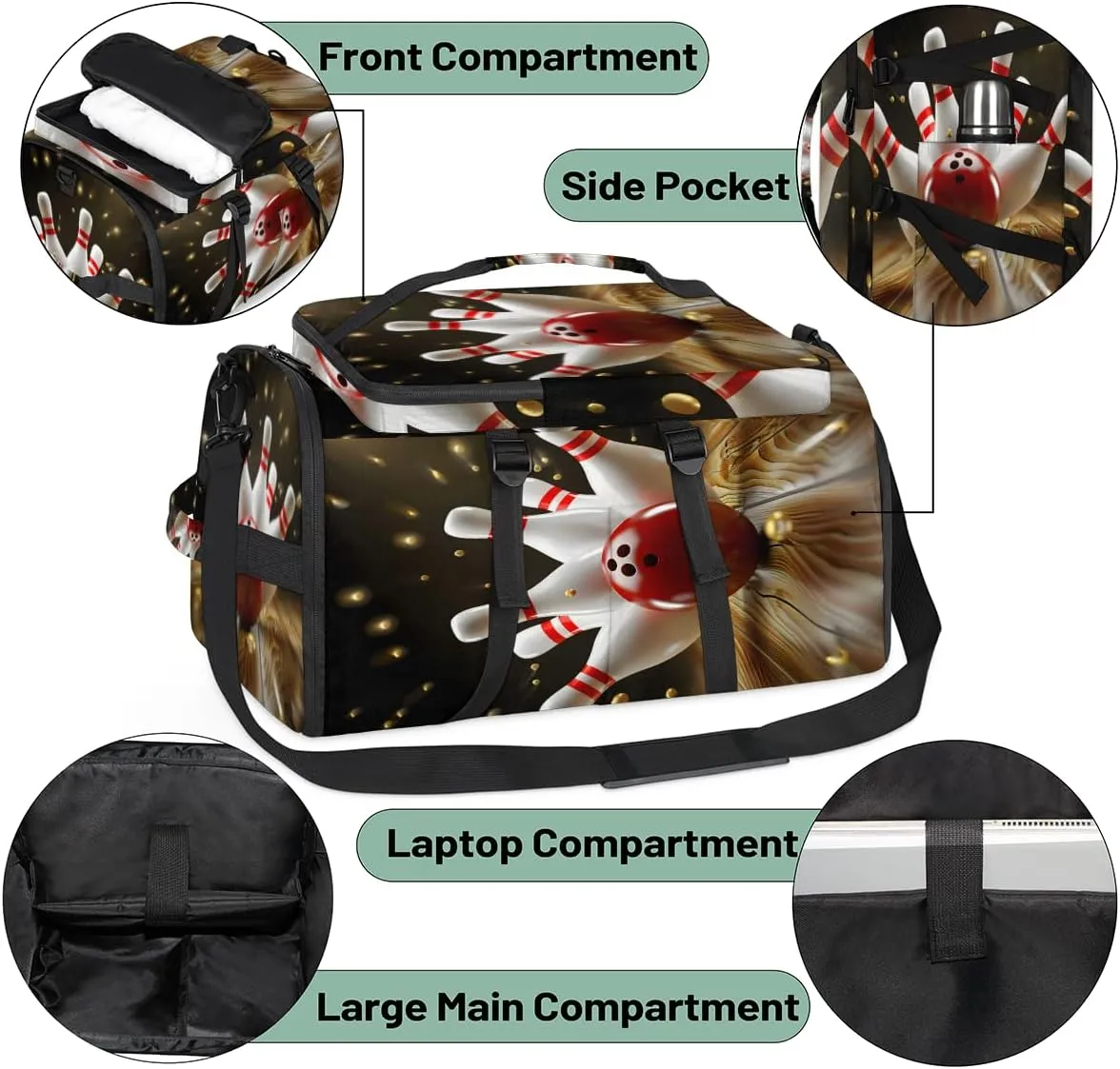 Modern Bowling Ball Travel Backpack Carry On Flight Approved for Men Women, Lightweight Large Luggage Weekender Casual Daypack Backpacks for Traveling Airplane
