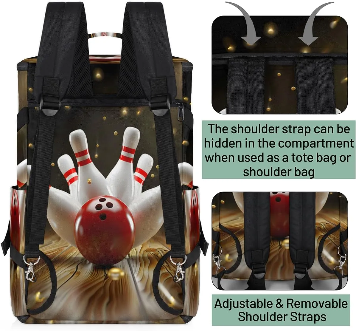 Modern Bowling Ball Travel Backpack Carry On Flight Approved for Men Women, Lightweight Large Luggage Weekender Casual Daypack Backpacks for Traveling Airplane