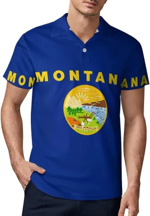 Montana Flag U.S. Men's Polo-Shirt Regular-Fit Short Sleeve Sports Quick Dry Golf Tennis T-Shirt