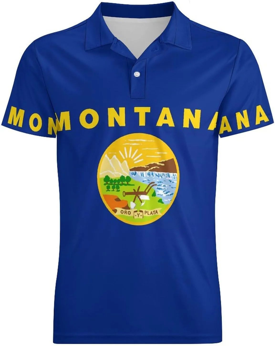 Montana Flag U.S. Men's Polo-Shirt Regular-Fit Short Sleeve Sports Quick Dry Golf Tennis T-Shirt