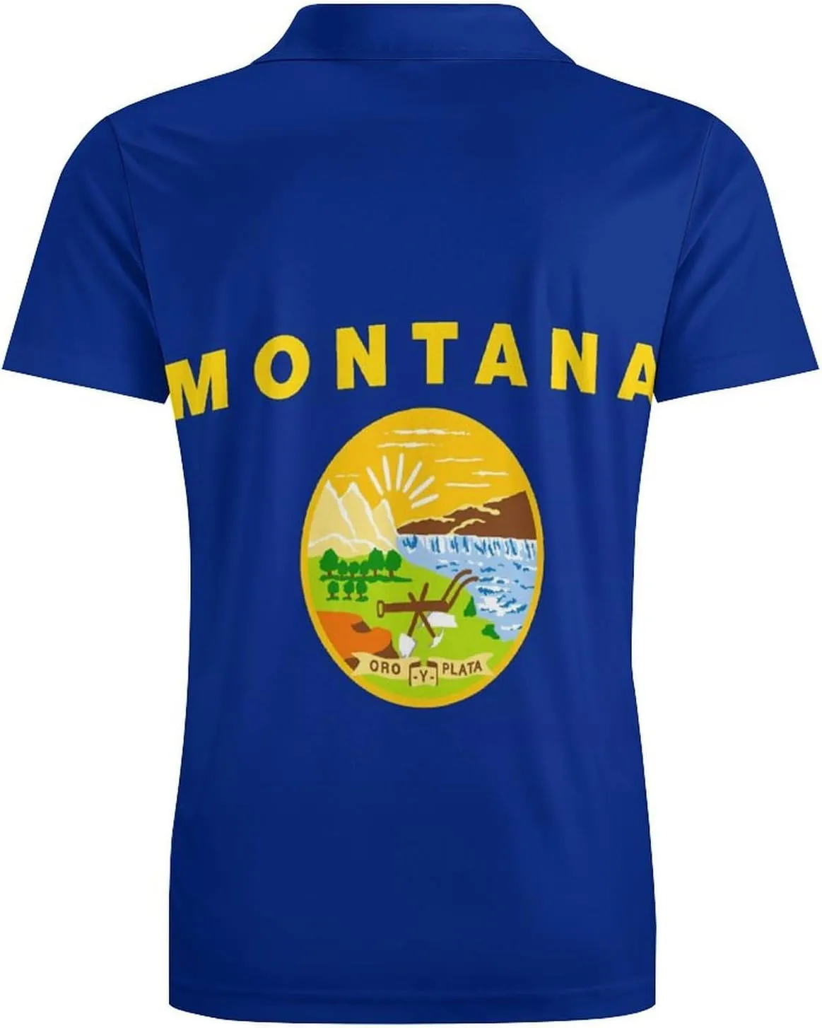 Montana Flag U.S. Men's Polo-Shirt Regular-Fit Short Sleeve Sports Quick Dry Golf Tennis T-Shirt
