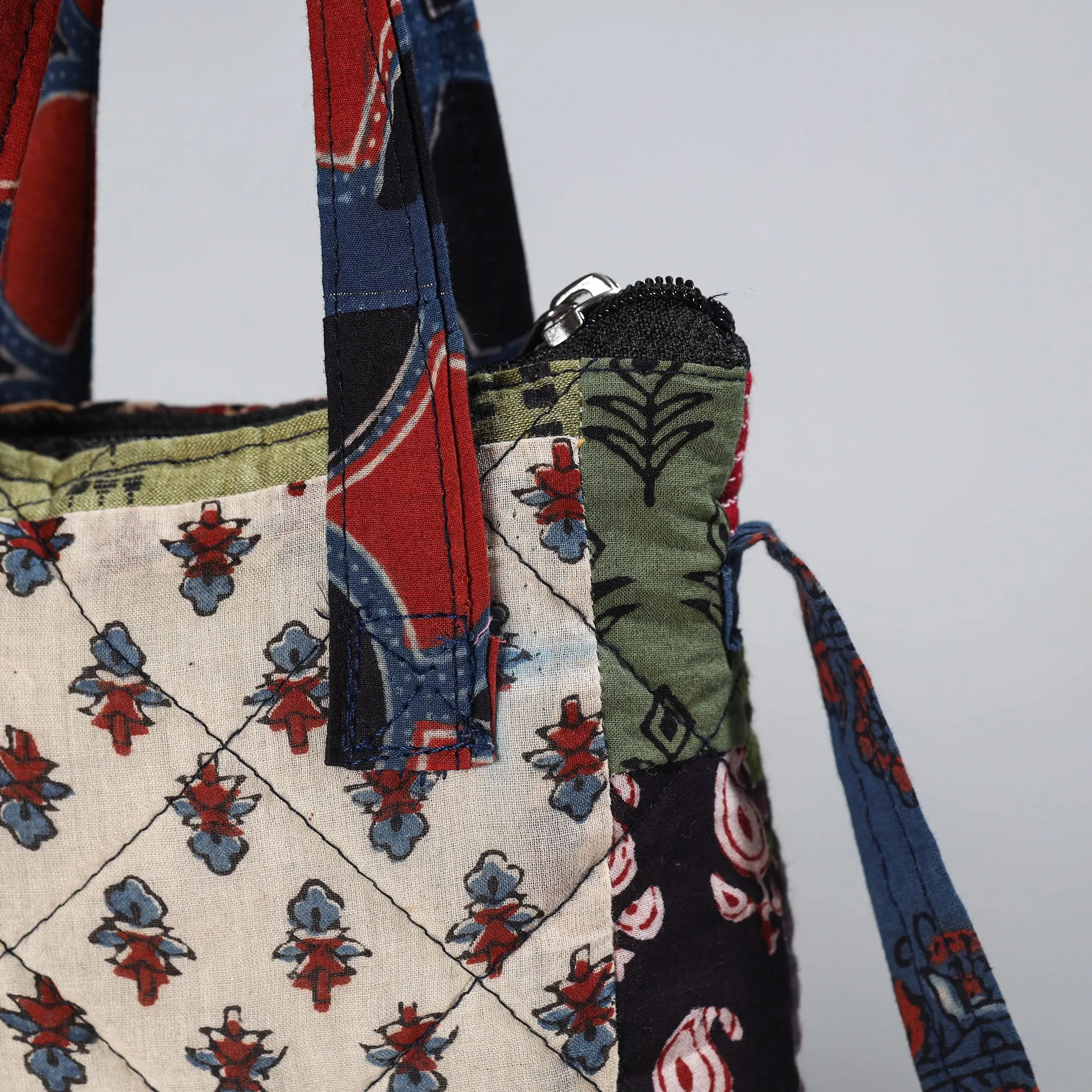 Multicolor - Handmade Quilted Cotton Patchwork Sling Bag 67