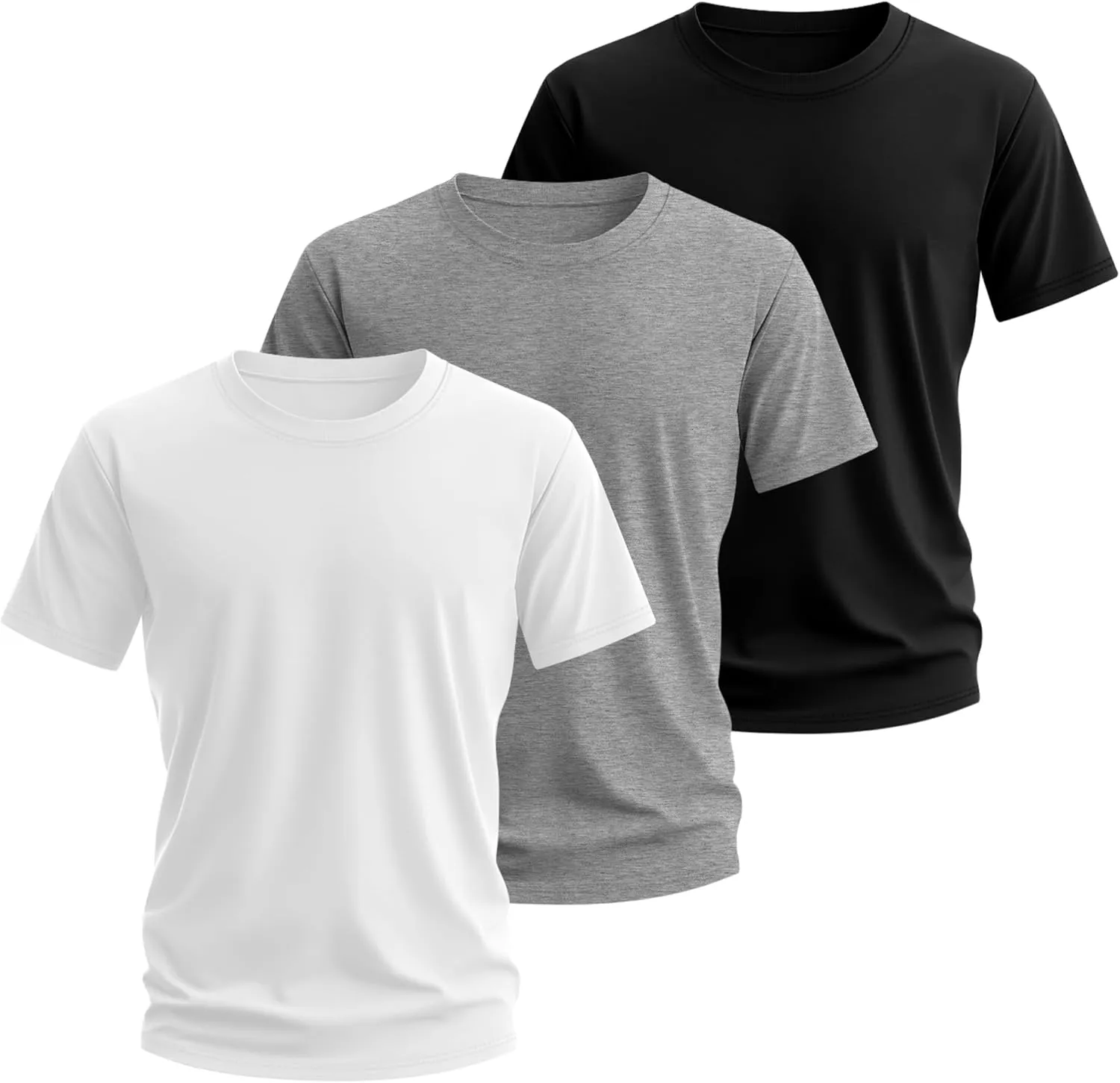 Neer 3 Pack Men's Round Neck T Shirts 95% Cotton M-7xl Big Tall Regular Tees Soft Short Sleeve 2025 Summer Basic Tops