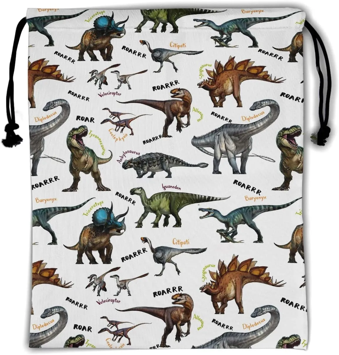 Nerxy Cool Dinosaurs Grip Bag Gymnastics - Dino Art Grip Bag for Gymnast Wild Animal Dinosaur Drawstring Bags Storage Bag Gym Pouch Bags for Personal Equipment
