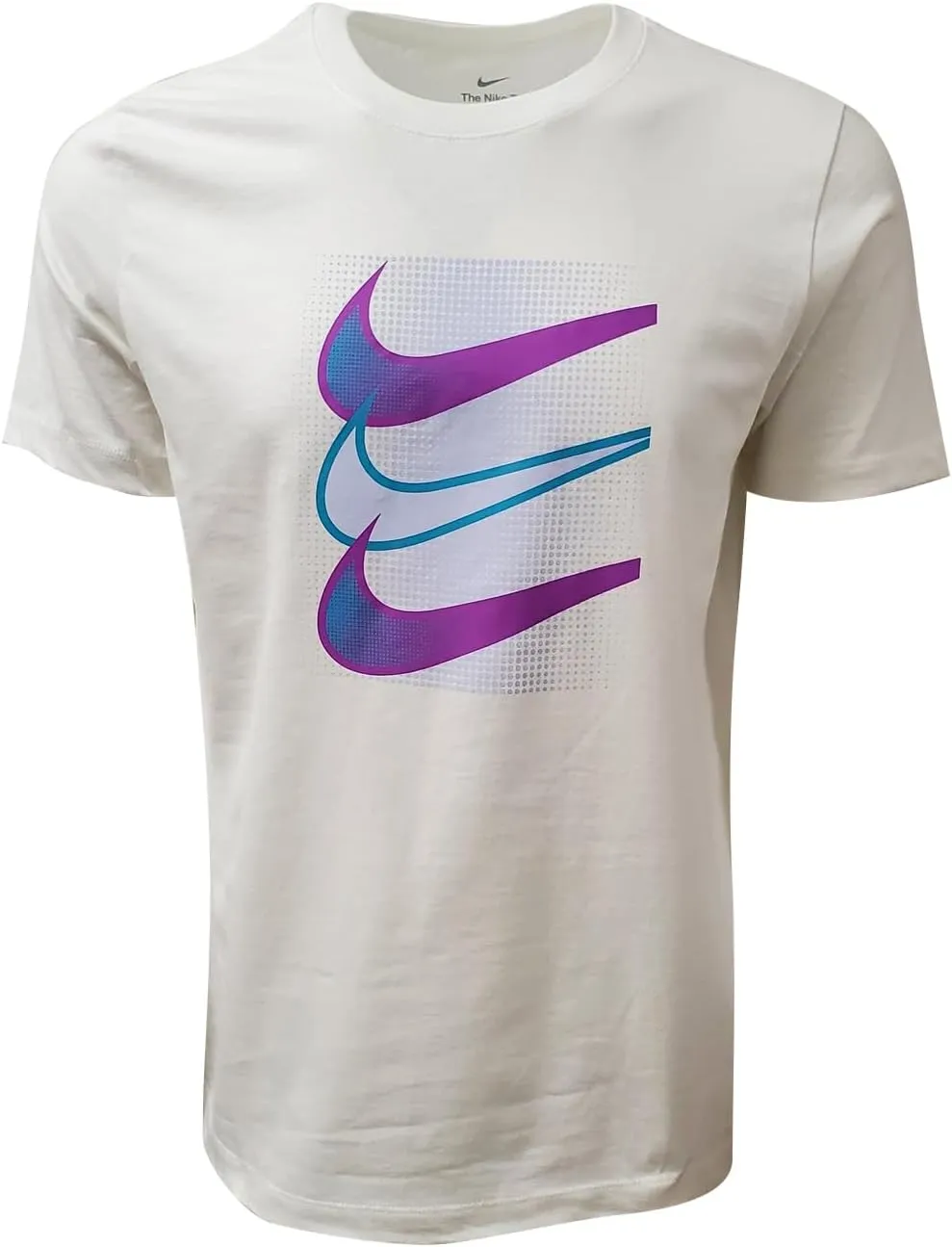 Nike Men's Sportswear Swoosh T-Shirts (X-Large, White Plum/Magenta Multi Swoosh)