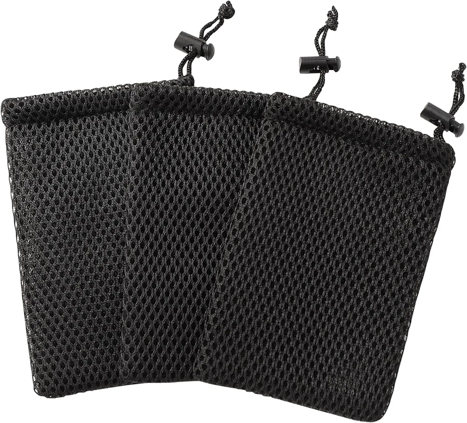 Nylon Mesh Drawstring Bag, 5 x 3.5 Inch Small Storage Pouch String Bags for Mini Stuff MP3 Charger Earphone Key, Travel Kit Organizer for Lipstick Cosmetic Jewelry, Black 10pcs