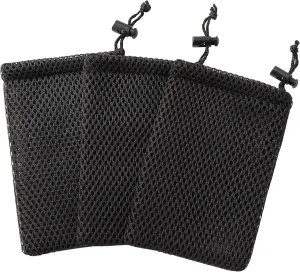 Nylon Mesh Drawstring Bag, 5 x 3.5 Inch Small Storage Pouch String Bags for Mini Stuff MP3 Charger Earphone Key, Travel Kit Organizer for Lipstick Cosmetic Jewelry, Black 10pcs