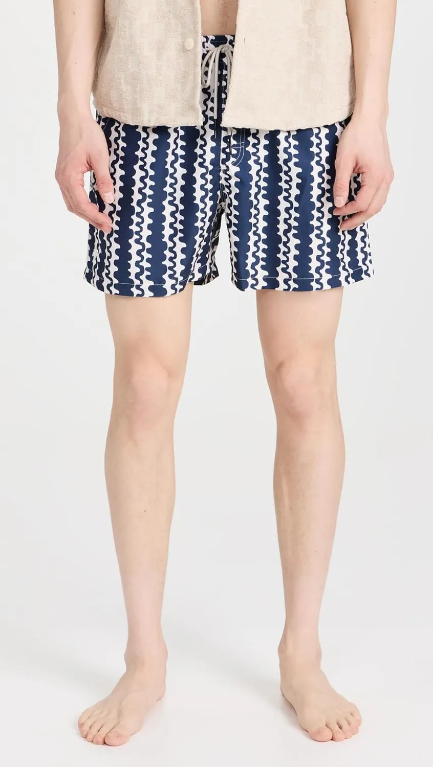 OAS Men's Blue Scribble Swim Shorts 4.75"