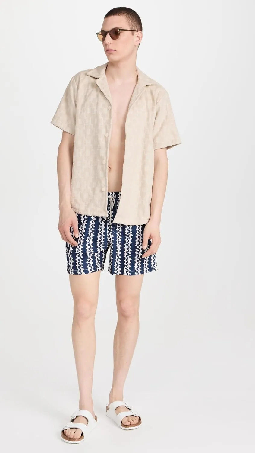 OAS Men's Blue Scribble Swim Shorts 4.75"