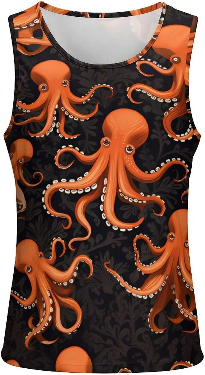 Octopus Mens Tank Top Undershirt Sleeveless Gym Vest Workout T-Shirts