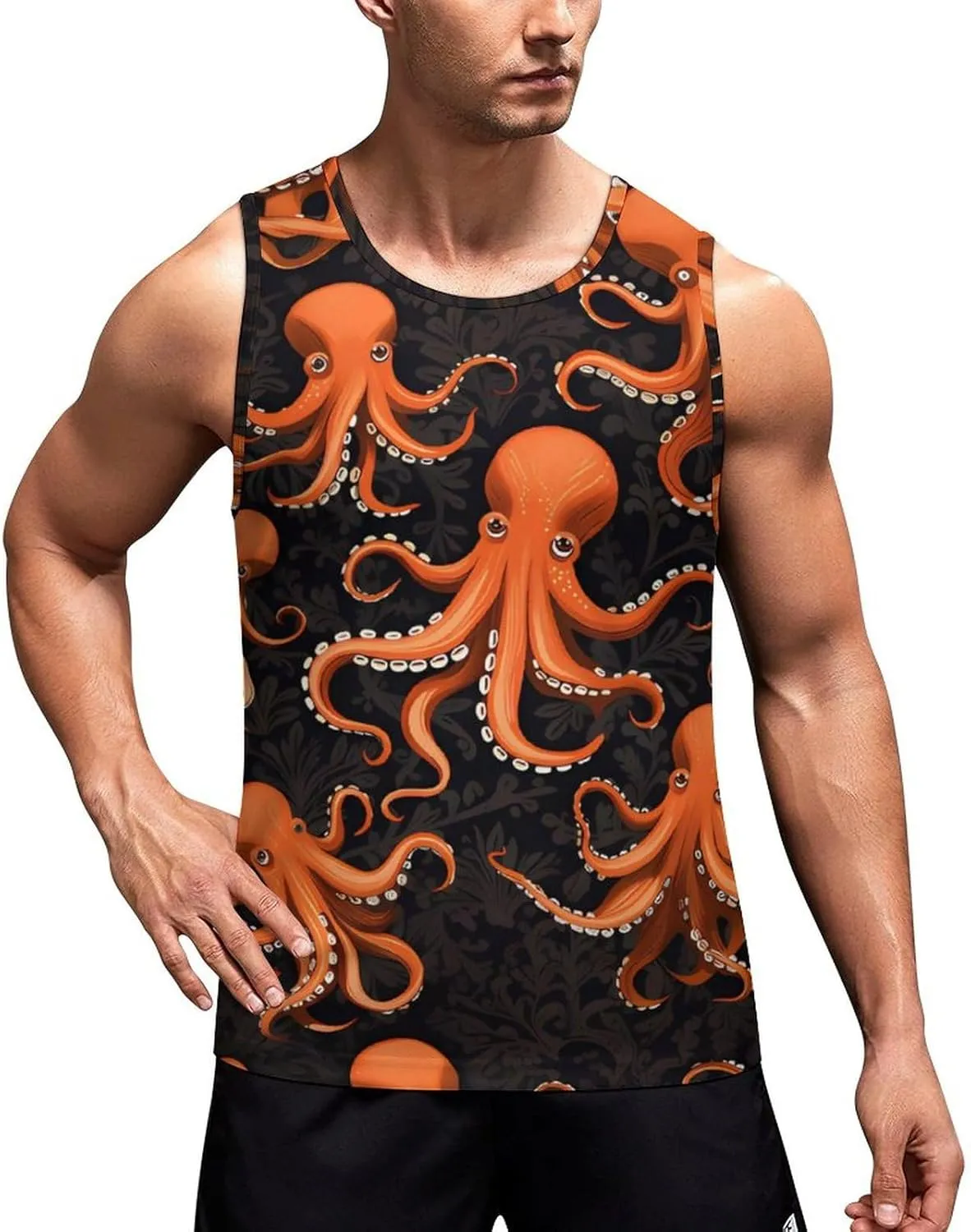 Octopus Mens Tank Top Undershirt Sleeveless Gym Vest Workout T-Shirts