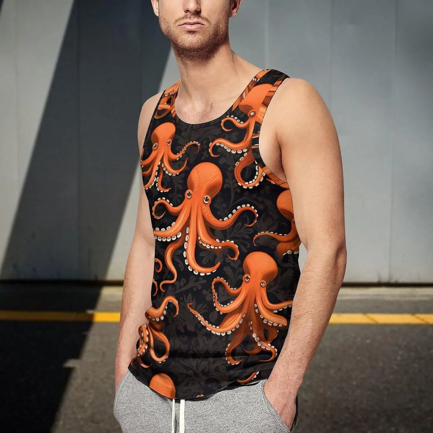 Octopus Mens Tank Top Undershirt Sleeveless Gym Vest Workout T-Shirts