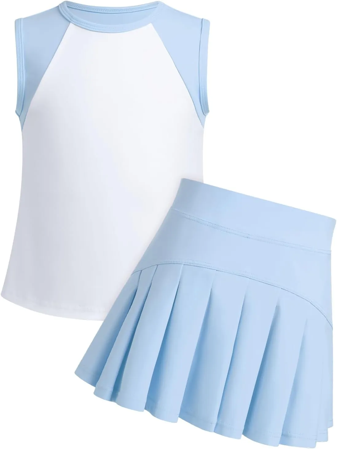 ODASDO Girls Tennis Golf Outfit Sleeveless Dress Tank Top with Pocket Shorts Skorts Set Sportswear Workout Athletic Clothes