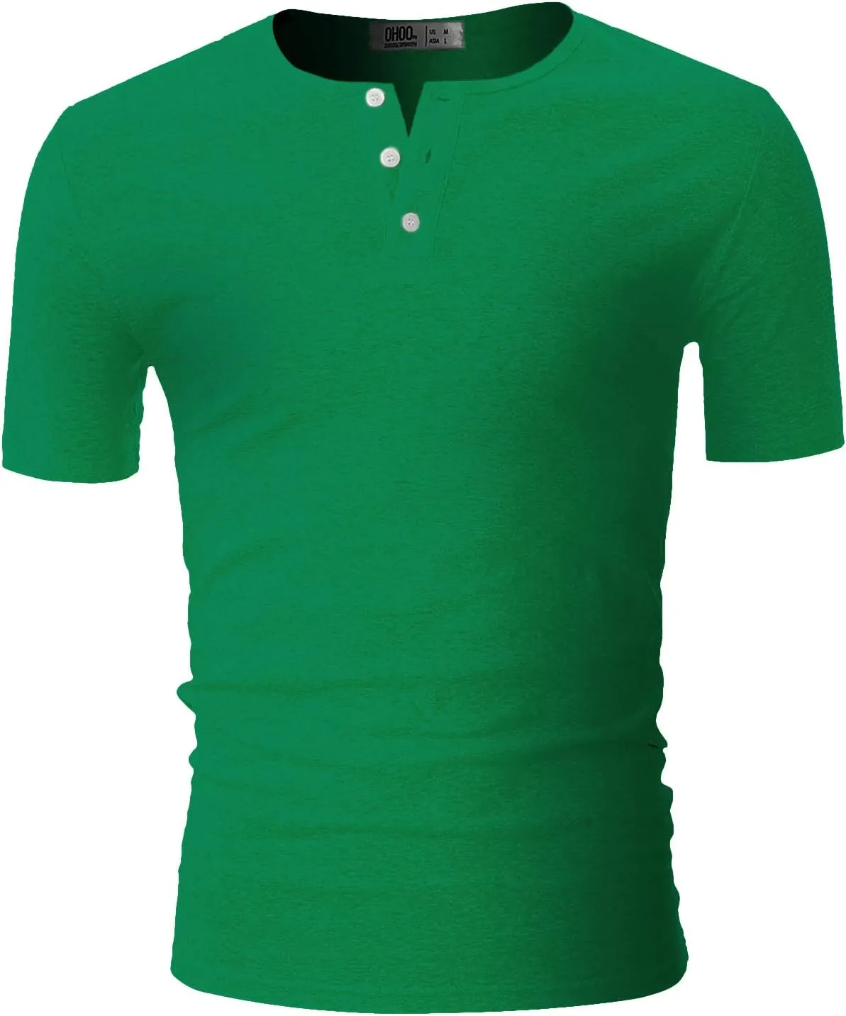 Ohoo Mens Slim Fit Casual Short Sleeve Placket Melange Color Fabric Cotton Henley T-Shirts