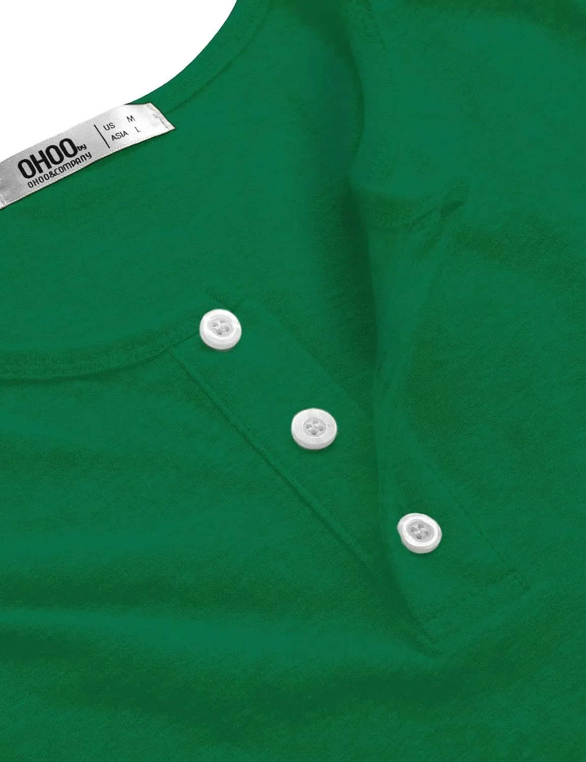 Ohoo Mens Slim Fit Casual Short Sleeve Placket Melange Color Fabric Cotton Henley T-Shirts