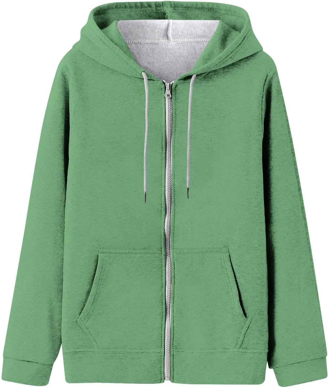 Oversized Zip Up Hoodies for Women Casual Drawstring Teen Girl Y2K Sweatshirts Long Sleeve Fall Jackets With Pockets