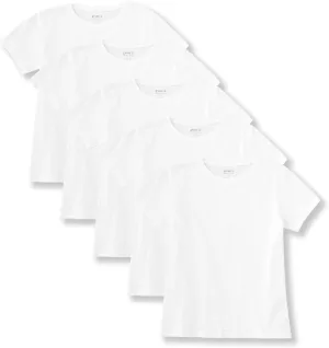 Pact Women's Organic Cotton Softspun Standard Fit Crew Neck T-Shirt, Pack of 5
