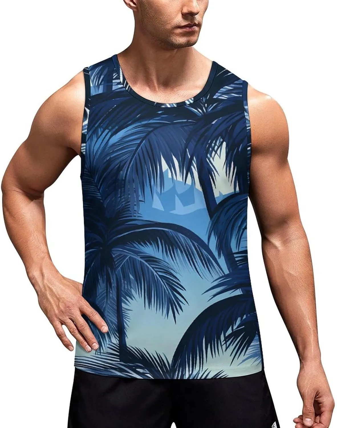 Palm Shadow Mens Tank Top Undershirt Sleeveless Gym Vest Workout T-Shirts