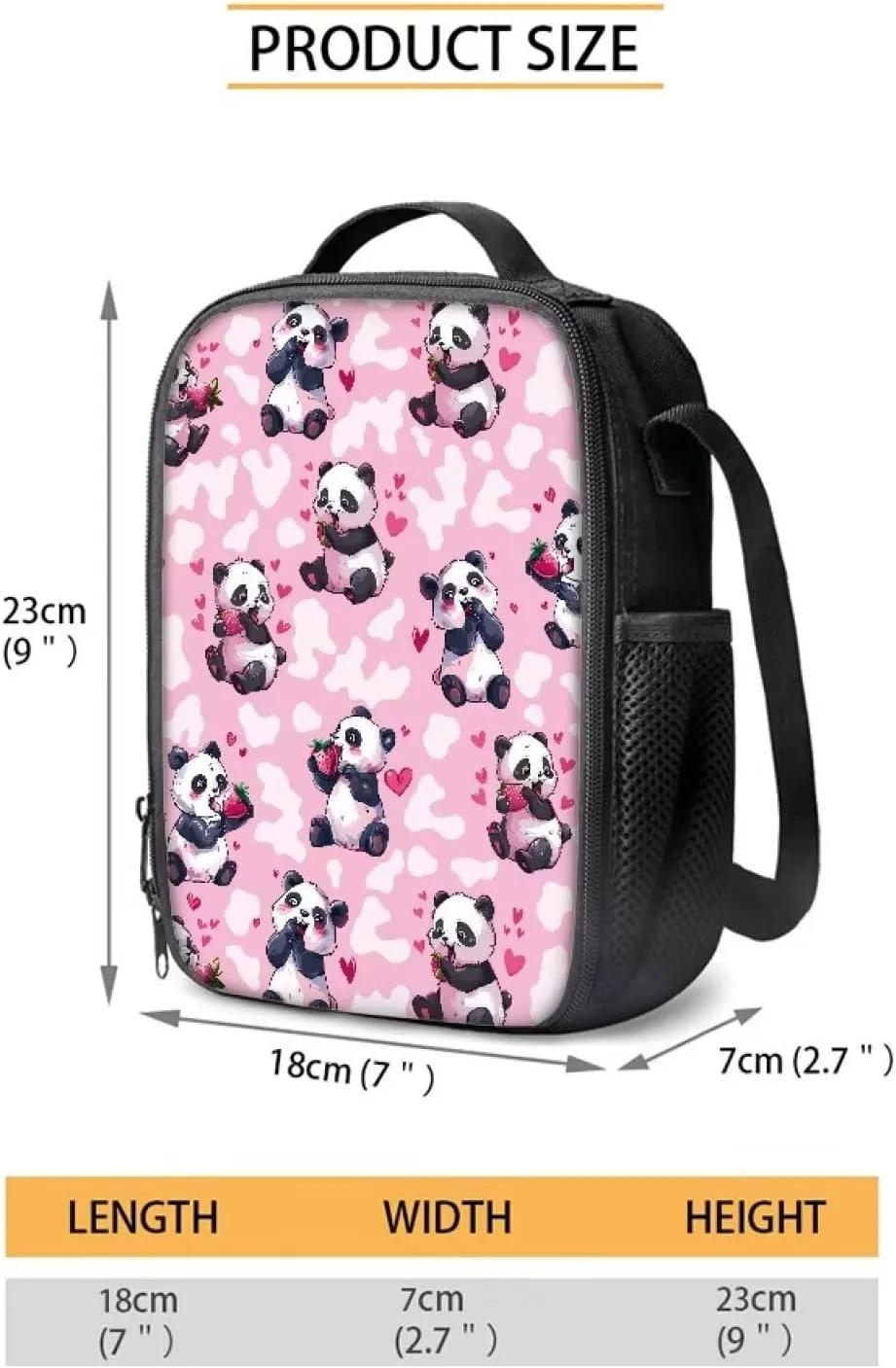 Panda Backpack for Girls With Lunch Box 3 in 1 Strawberry Pencil Case for Kids Thermal Insulated Lunch Bag Large Capacity Backpack for School