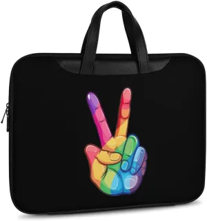Peace Sign Hand Gay LGBT Prideful Laptop Tote Bag Waterproof Computer Carrying Case Business Office Briefcase