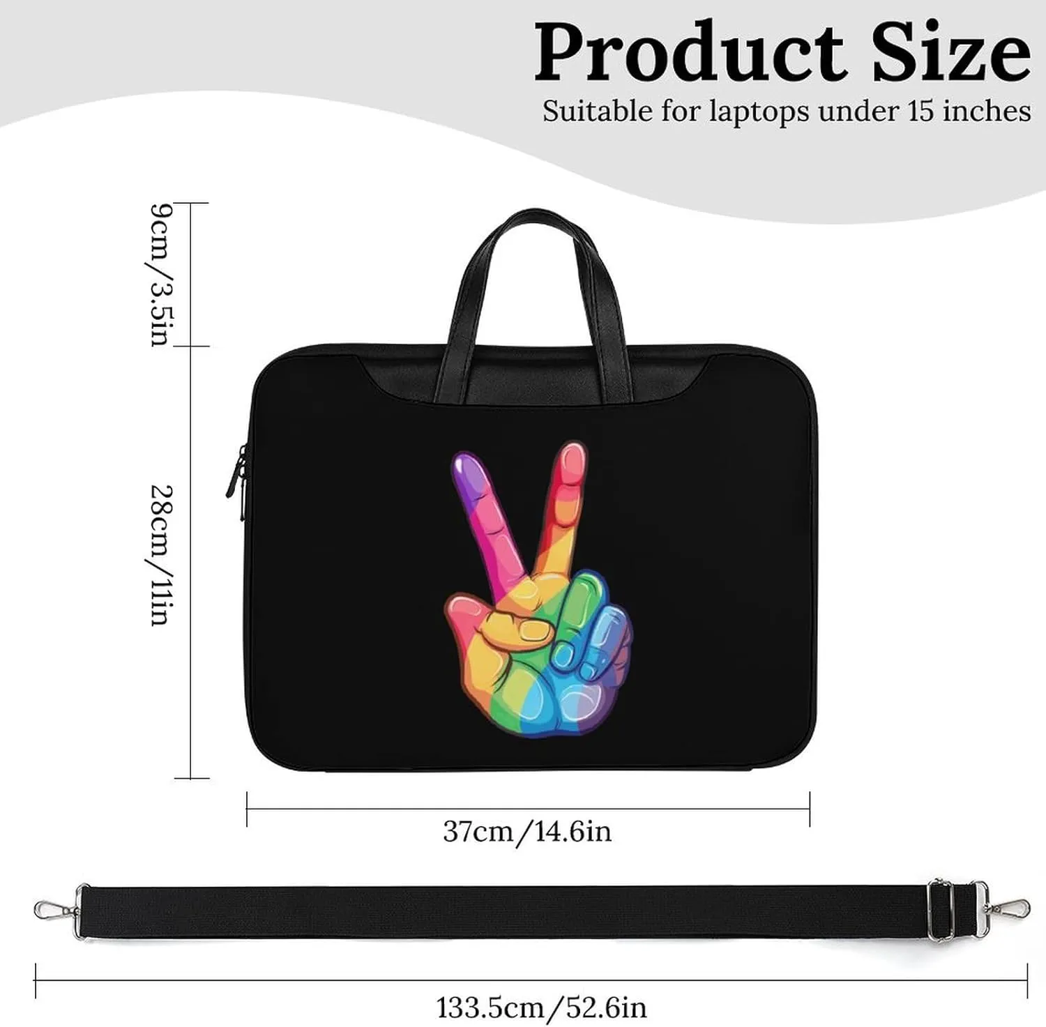 Peace Sign Hand Gay LGBT Prideful Laptop Tote Bag Waterproof Computer Carrying Case Business Office Briefcase